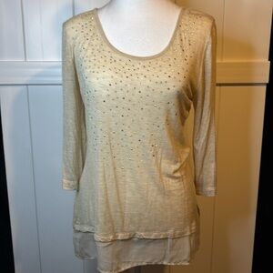 Spoiled 3/4 sleeve rhinestone top